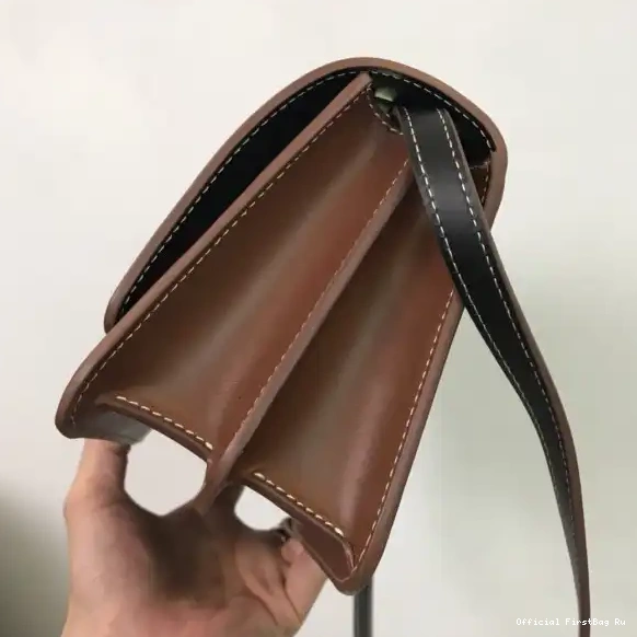 Official FirstBag Ru BURBERRY Leather TB Two-tone and Canvas Bag 0605